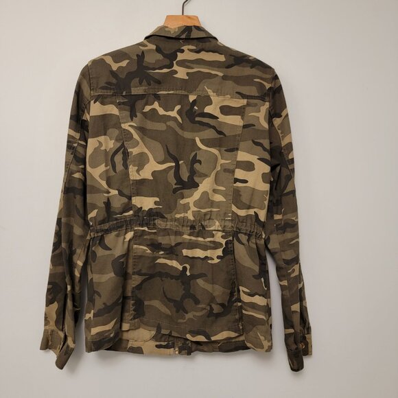 Shinestar Jacket Camo Utility Jacket Pockets Full Zip Cinch Waist Womens Lg - Picture 2 of 7